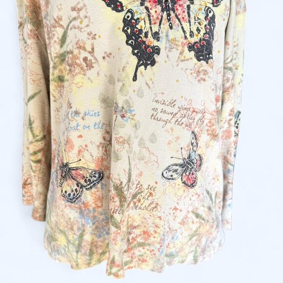 Y2K Fairycore Morning Sun Butterfly Top 2X – Beaded Naturecore Boho Blouse - Picture 5 of 8